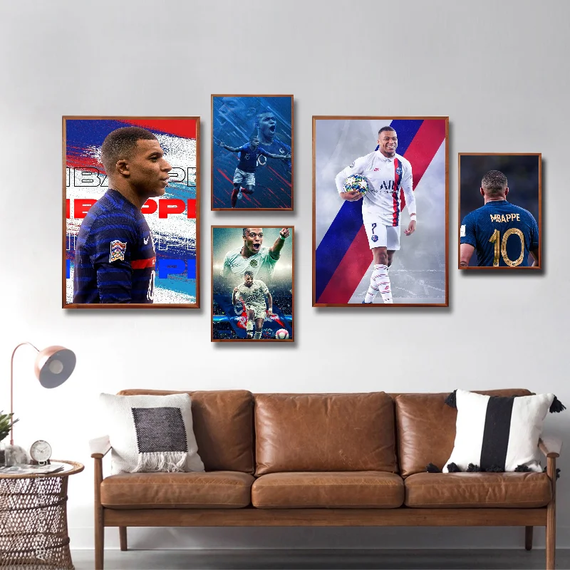 K-Kylian-M-Mbappe футбольный постер для игрока самоклеящаяся художественная