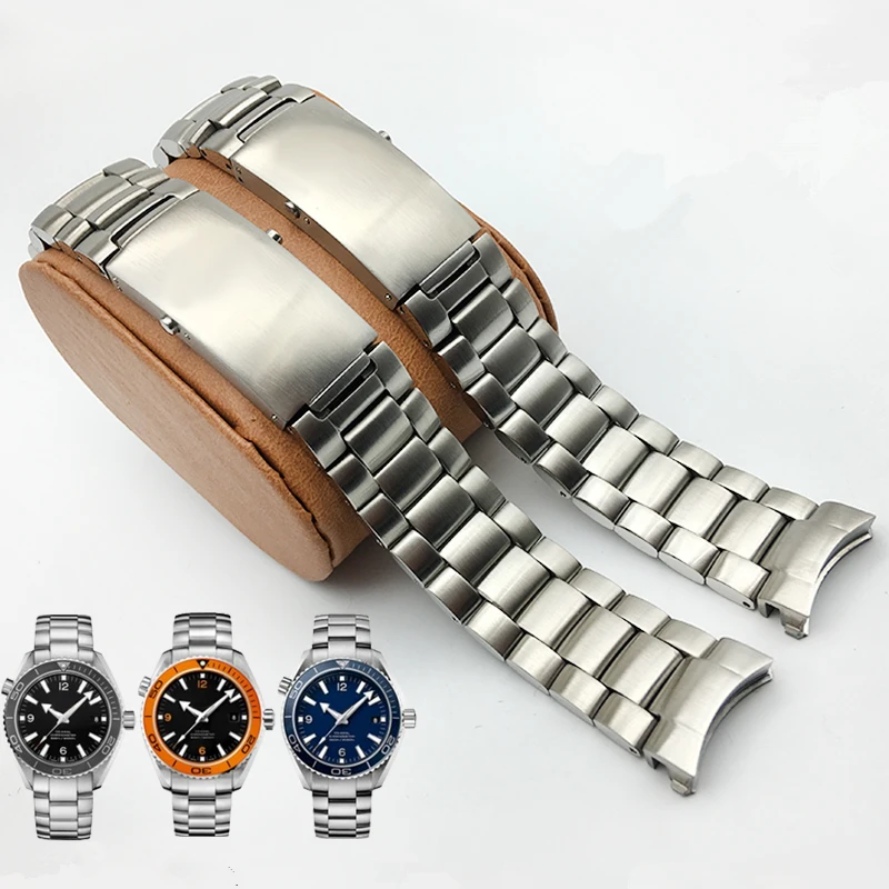 

AAA Quality 316L 20mm 22mm Silver Stainless steel Watch Bands Strap For omega seamaster speedmaster planet ocean Belt