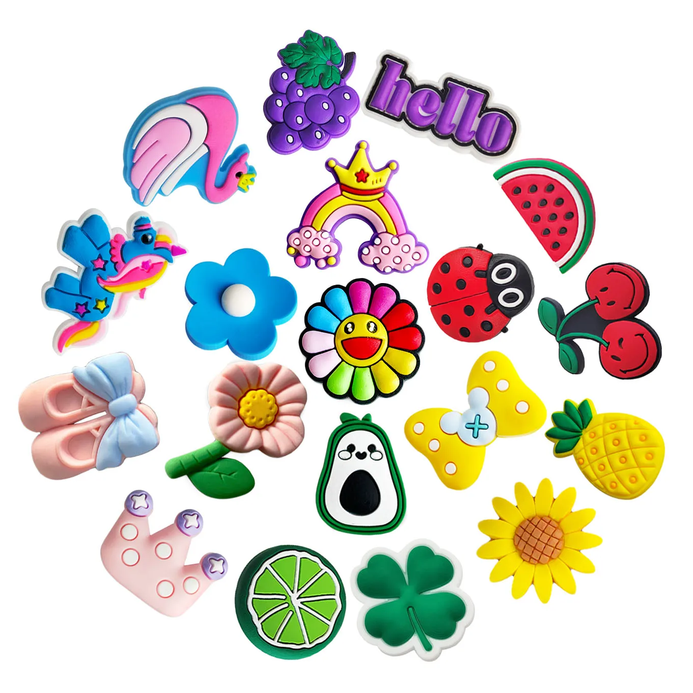 10-300PCS jibz Wholesale Random Cartoon Animal Shoe Charms Decrations For Croc Charms Buckle Kids X-mas Gifts Shoe Accessories