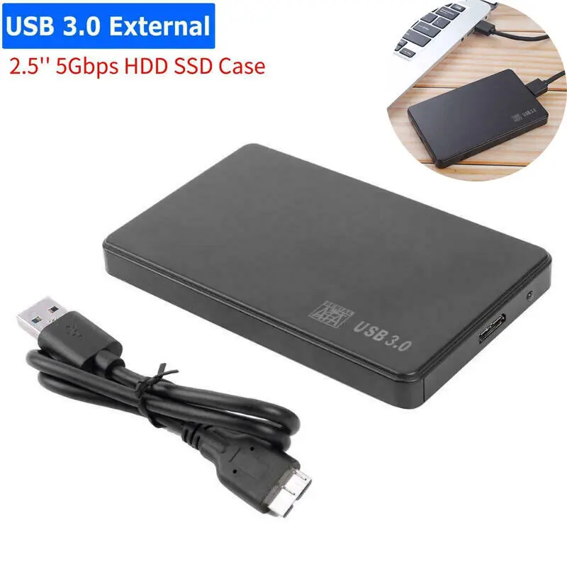 

SATA USB 3.0 Hard Drive Disk Case HDD SSD Enclosure External Computer Laptop For Win10 ED