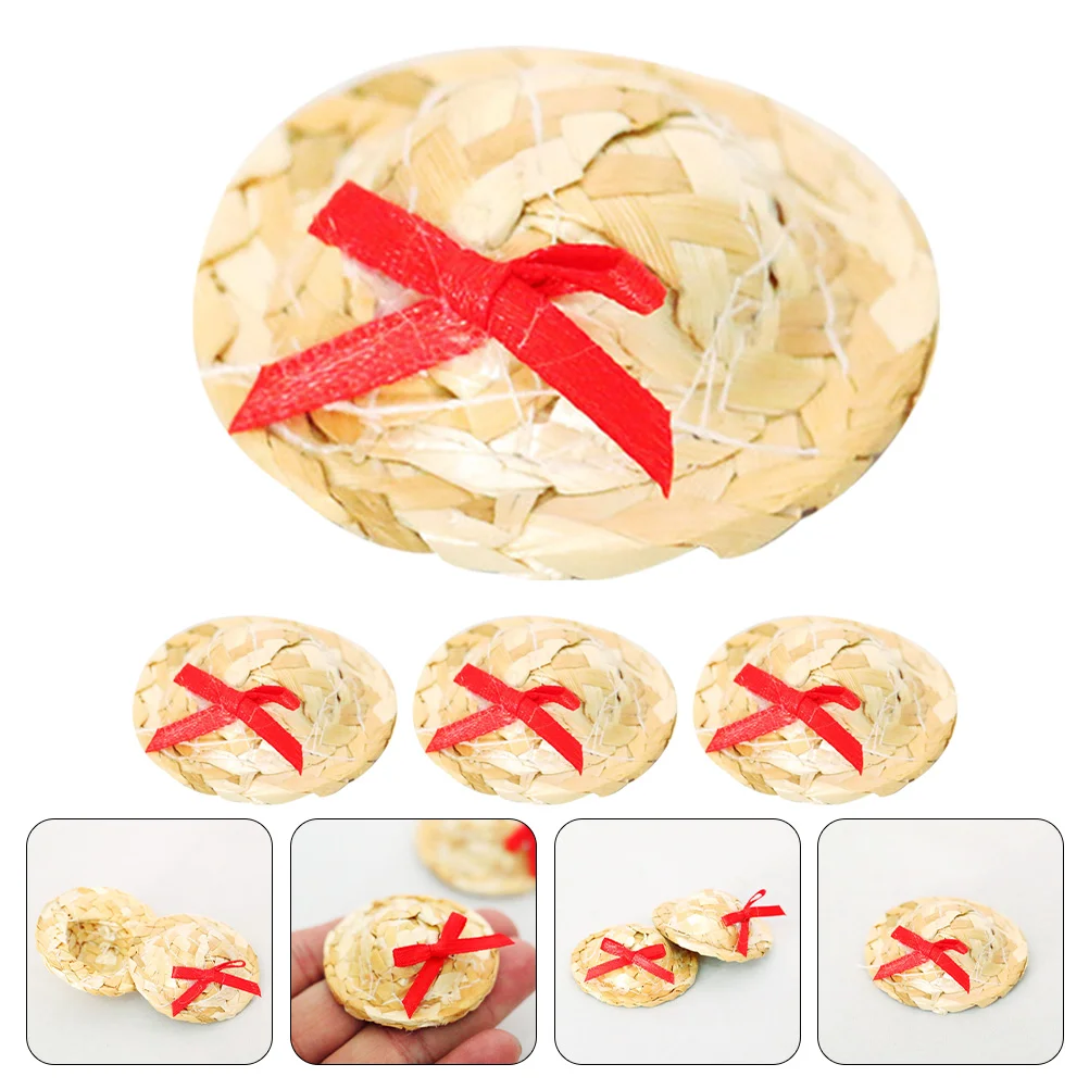 4 шт. мини-соломенная шляпа декор дома модель милые шляпы украшения ремесла