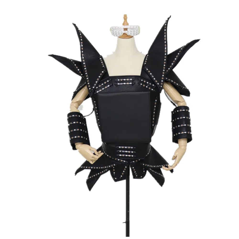 LED Robot Display Costumes Party Performance Wears Armor Suit Colorful Light Mirror Clothe Club Show Outfits Helmets Disco images - 6