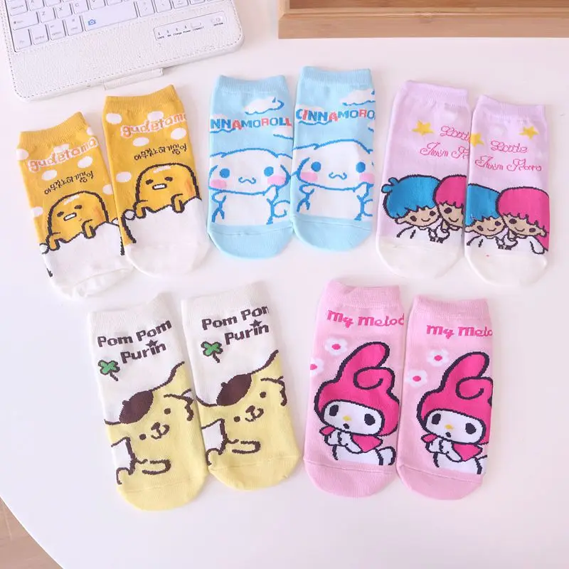 

Kawaii Sanrios Anime Cartoon Kuromi Boat Socks Cartoon My Melody Cinnamoroll Shallow Invisible Socks Kids Student Cotton Socks
