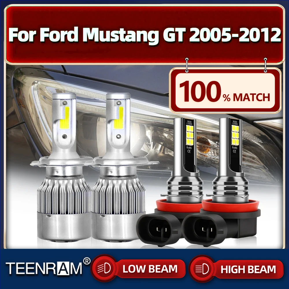 

H13 Автомобильные светодиодные фары 40000LM турбо Лампа 12В 6000 К авто противотуманные светильник лампы для Ford Mustang GT 2005-2007 2008 2009 2010 2011 2012