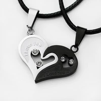1 pair fashion couple necklace jewelry unisex lovers couples i love you pendant necklace jewelry best friends valentines gift