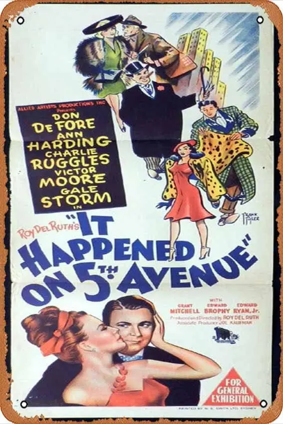 Ретро Классический IT HAPPENED ON FIFTH AVENUE Daybill Movie Poster 1947 Don DeFore FRANK TYLER ART Оловянная