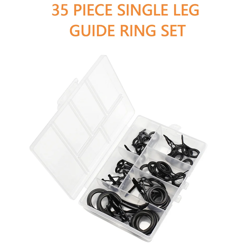 

Single Foot Rod Rod Guide Ring Black Ceramic 35 Pcs 5.5*2.4mm About 91g/box Fishing Repairment Stainless Steel