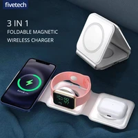 foldable 3 in 1 magnetic wireless chargers for iphone 13 pro max 13 pro phone holder wireless charging pad for airpods 3 iwatch