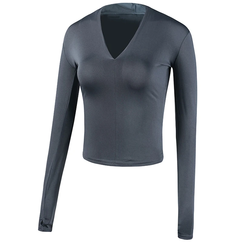 Women Long Sleeve Yoga Top Quick Dry Sports Crop Top Workout Slim Fit Sportswear Gym Fitness Clothing