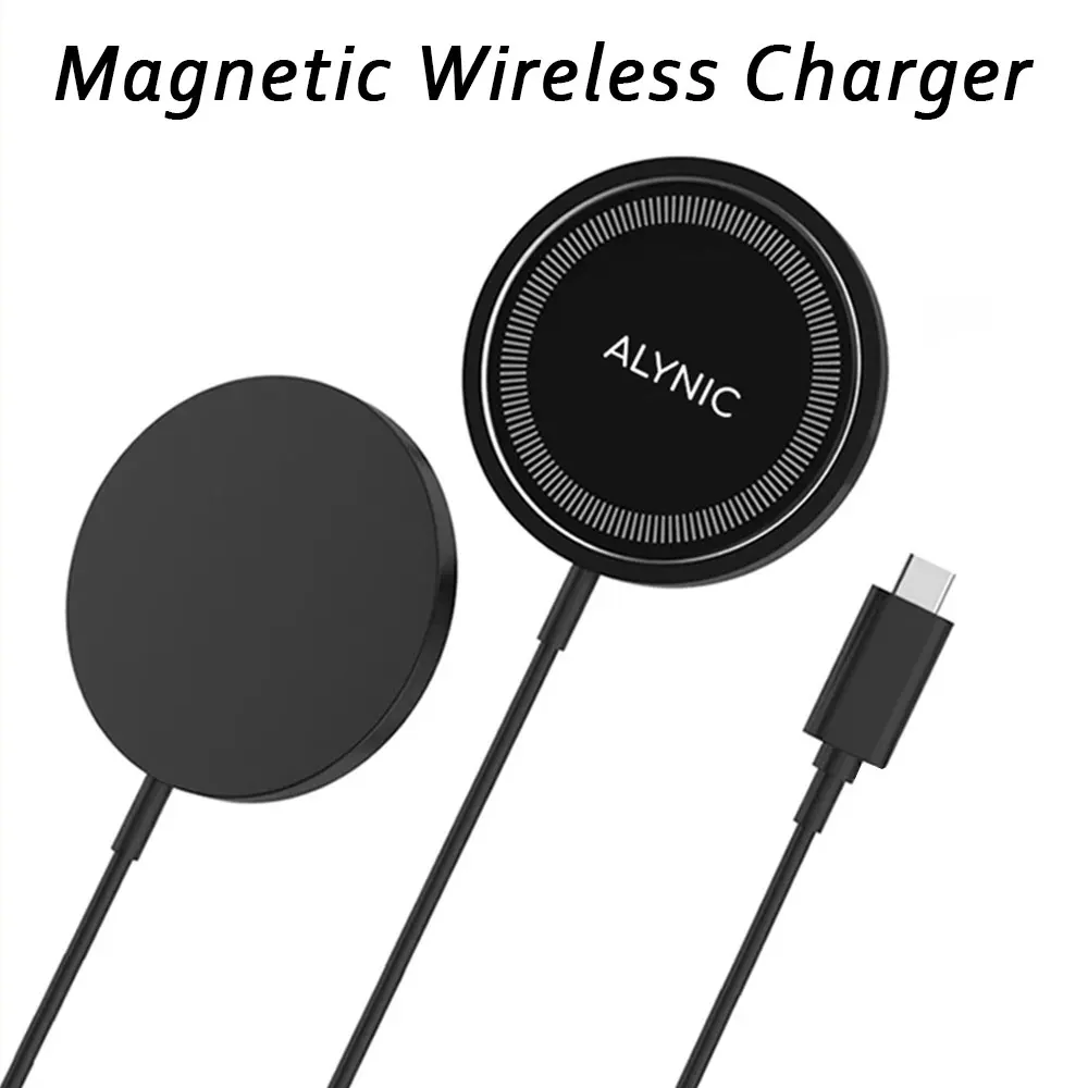 Фото Магнитная беспроводная зарядная станция Type-C для iPhone 17, 16, 15, 14, 13, 12 Pro Max с быстрой зарядкой (совместима с MagSafe) №1