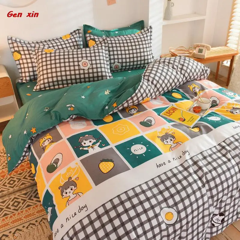 

Пододеяльник Housse De Couette, Комплект постельного белья, Модный комплект постельного белья, простыня, пододеяльник, наволочка, сетка, мультфильм...