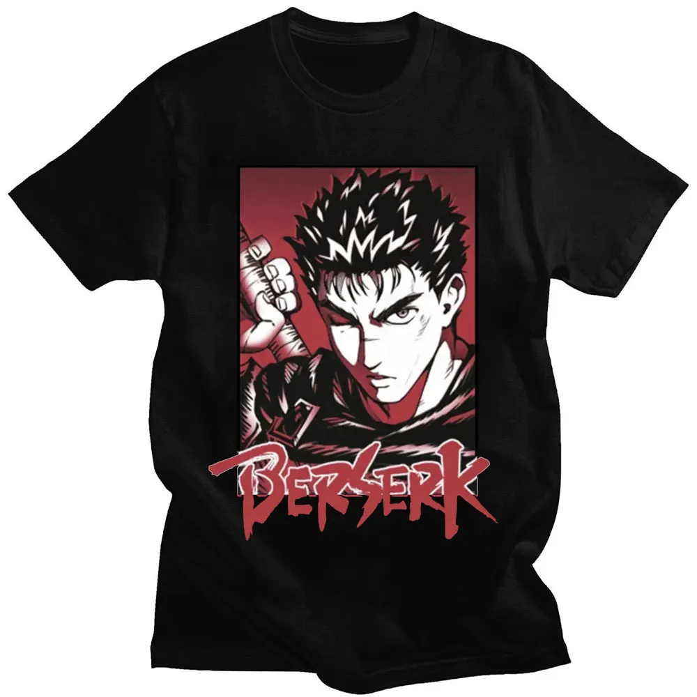 

90s Anime Berserk Guts T Shirt Man Soft Cotton T-shirts Manga Swordsman Beast Griffith Tees Short Sleeve Gatsu Vintage T-shirt