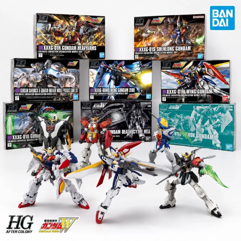 Фото Конструктор Bandai HG 1/144: Гандам W (Wing Zero, Deathscythe Heavyarms, Sandrock, Shenlong, Altron) — Аниме-фигурка робота, пластиковая модель для сборки №1
