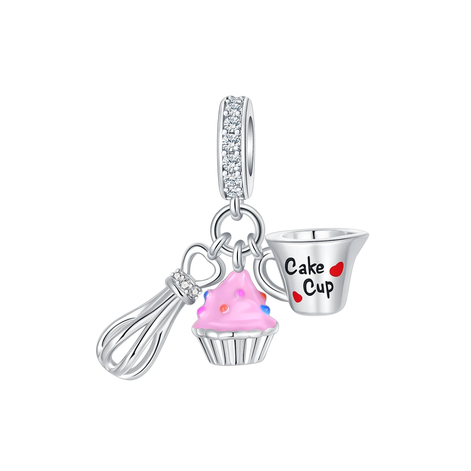 Стерлингового Серебра 925 чашка для торта взбиватель яиц кулон подвеска подходит