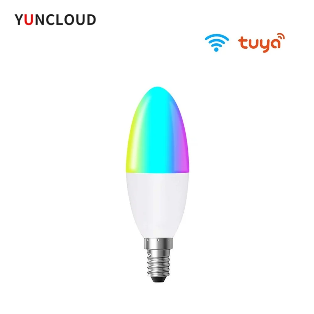 

YUNCLOUD Tuya 5W WiFi Smart Bulb with Smart Life APP, RGB Led Lamp Bulb Dimmable Candle Bulb, Voice Works with Alexa,Google Home
