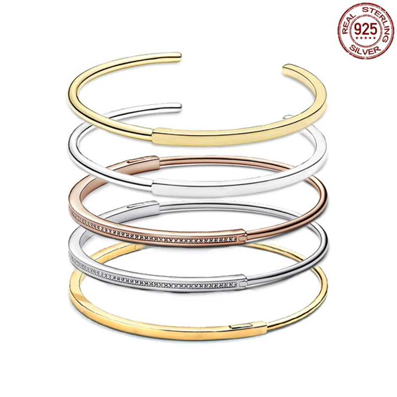 

Hot selling 925 Sterling Silver Exquisite I-D Open Series Bracelet Rose Gold Bracelet fit Designing Original Charm DIY Gifts
