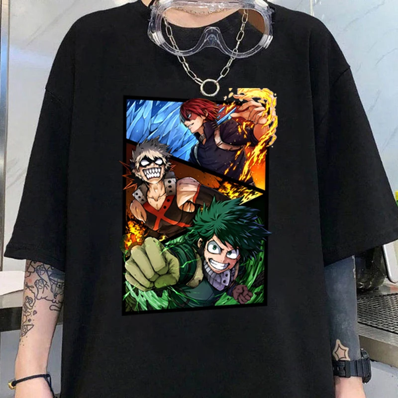 Футболка унисекс с принтом аниме Deku Bakugou Katsuki Todoroki Shoto Свободный Топ коротким