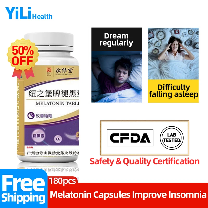 

Melatonin Tablet Sleeping Pills for Adults Help Sleep Better Insomnial Supplements Healthy Sleep Vitamin B6 Products 60pc/bottle