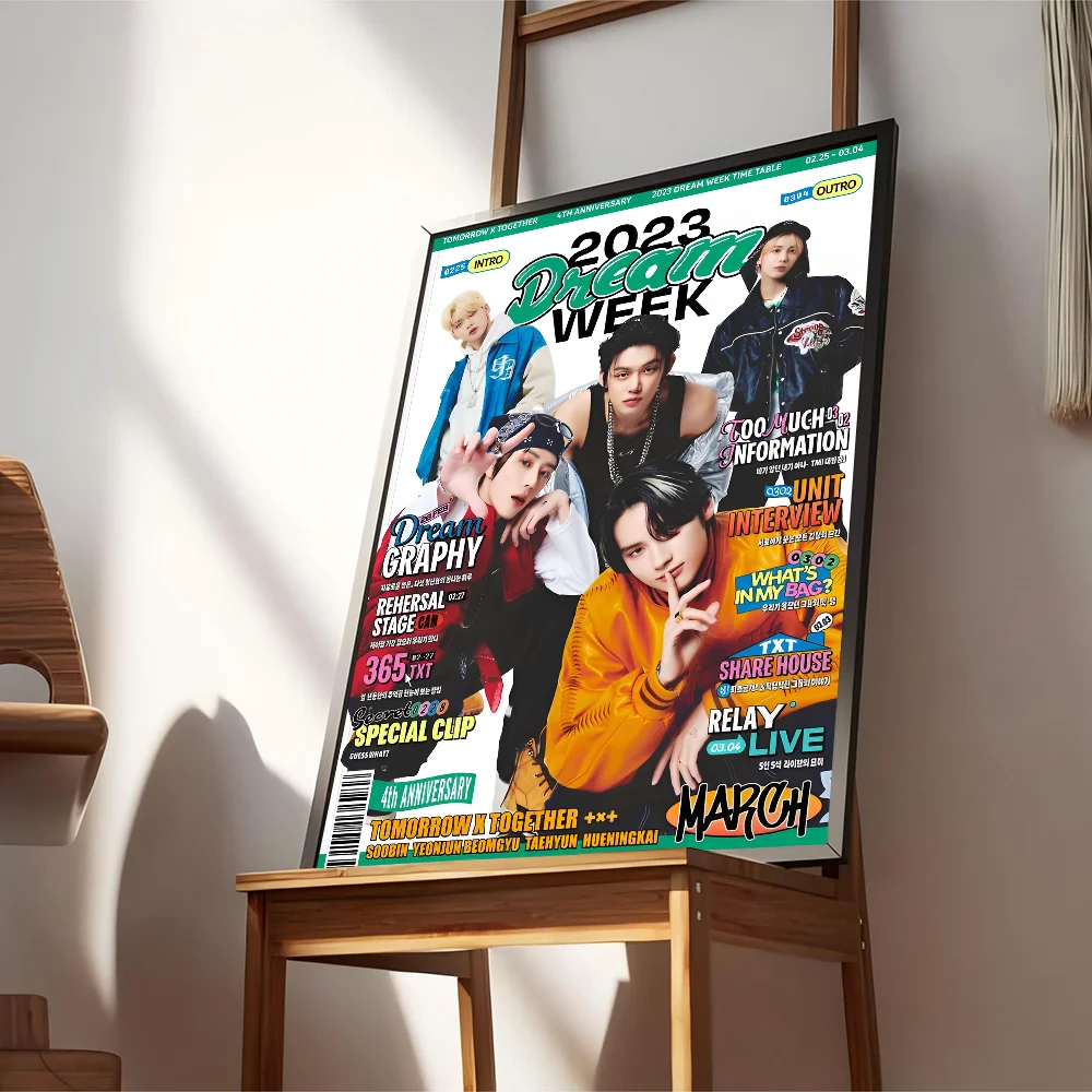 Kpop T-Tomorrow X T-Together TXT Anime Posters Sticky Whitepaper Prints Artwork Kawaii Room Decor