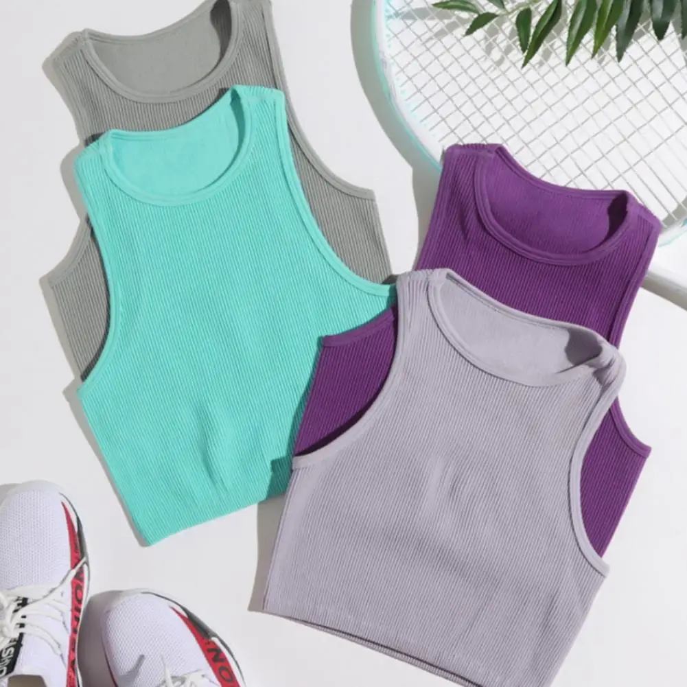 

Fashion Sleeveless Sweat Absorption Women Cropped Tops Women Tank Top Bodycon Soft Fabric