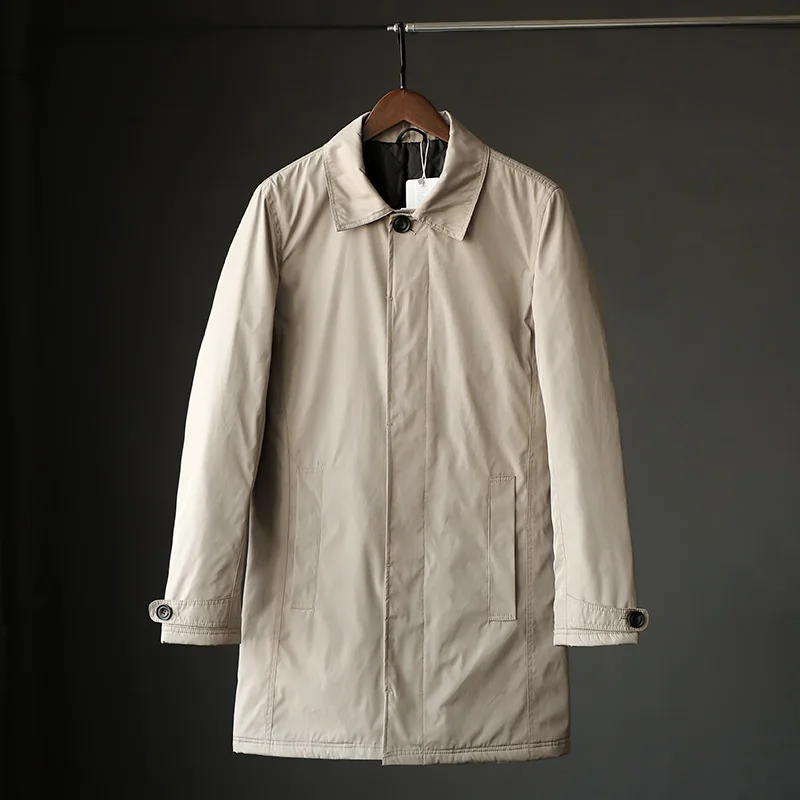

Ветровка мужская длинная, модная повседневная водонепроницаемая куртка, плотная теплая куртка, цвет хаки, черный, на зиму и весну