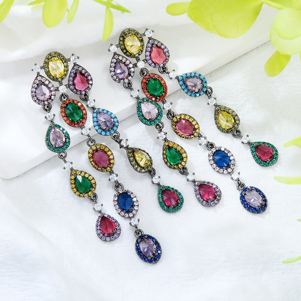 

Jimbora New Original Design Shiny CZ Pendant Earrings For Women Wedding Bridal Jewelry Trendy Noble High Quality 2022 Ins Hot