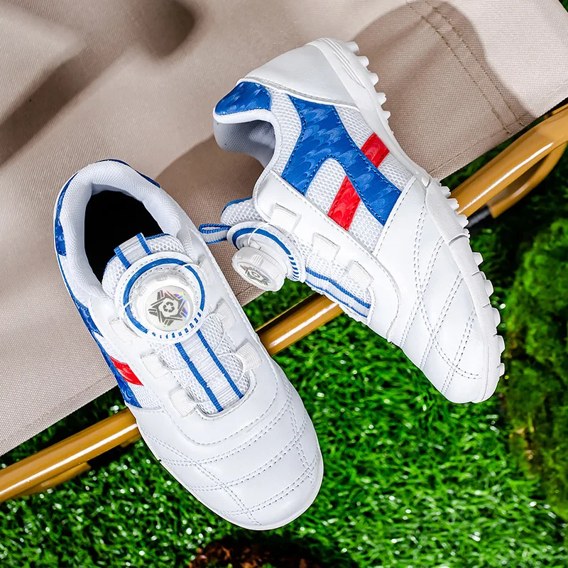 Fashion Knob Turf Spikes Black Futsal Shoes Kids Breathable Mesh Child Soccer Sneakers Professional Non-slip Training Shoes Boy