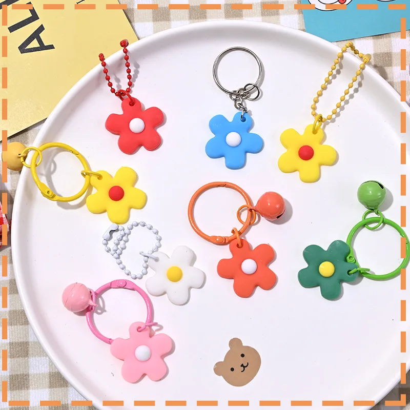 

New Trend Small Fresh Color Small Flower Bell Keychain Accessories Candy Color Key Chain Ring Pendant Women's Bag Pendant YS175