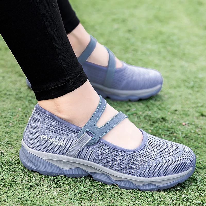 Shoes Women Sneakers Mesh Soft Breathable Shoes Walking Casual Shoes Slip-on Flat Footwear Size 36-41