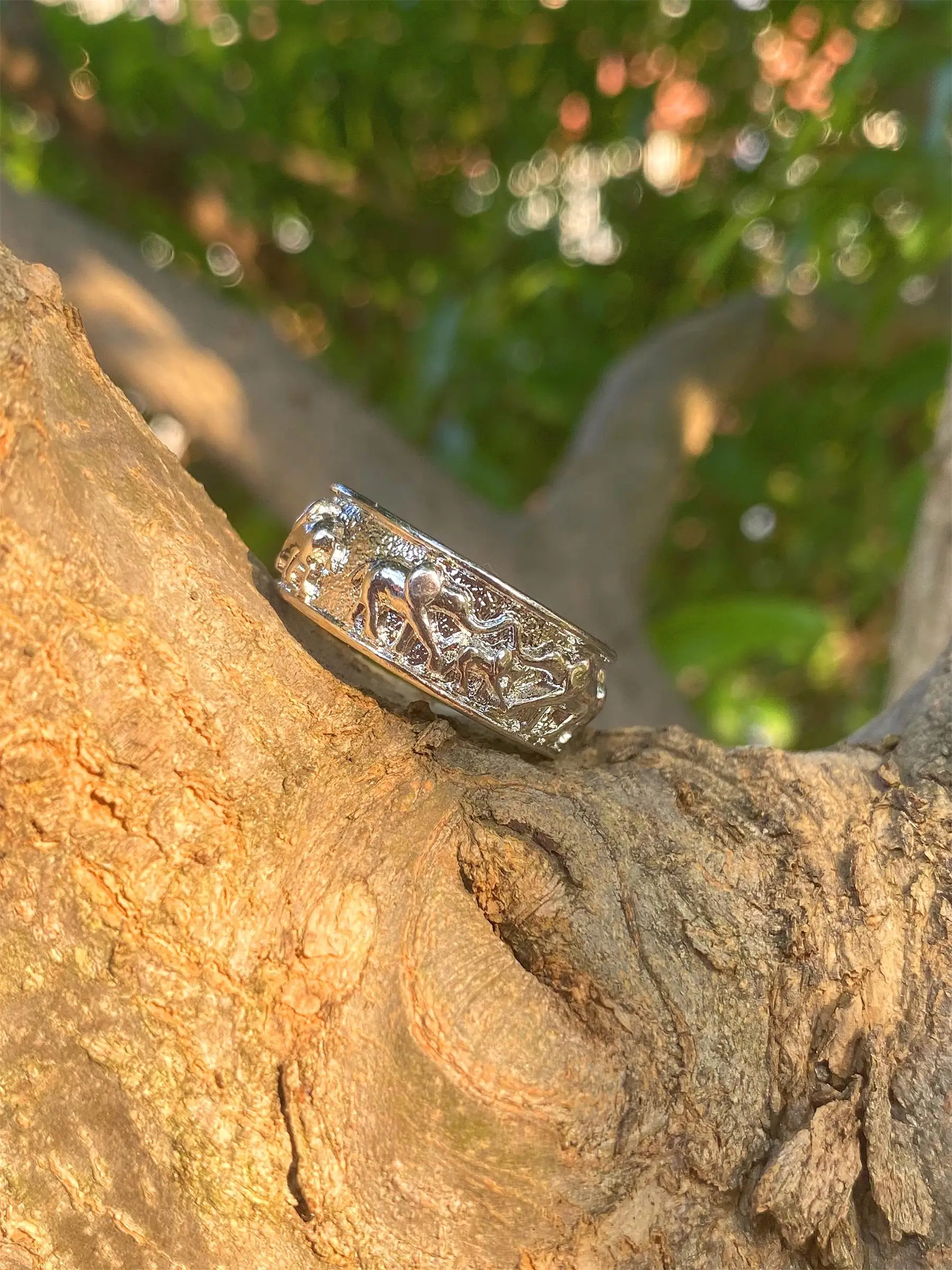 

ANGLANG Luxury Women&men Spinner Ring Elephant Handmade Ring Meditation Promise Ring Fine Jewelry Wedding Party Band Ring