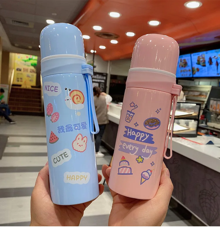 

Кружка-термос женская из нержавеющей стали, простая портативная Милая вместительная Студенческая чашка для воды, подходит для прямого пить...