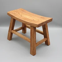 Mortise and tenon jointed wooden stool, newly made, solid elm wood, small chair, kids stool, curved seating