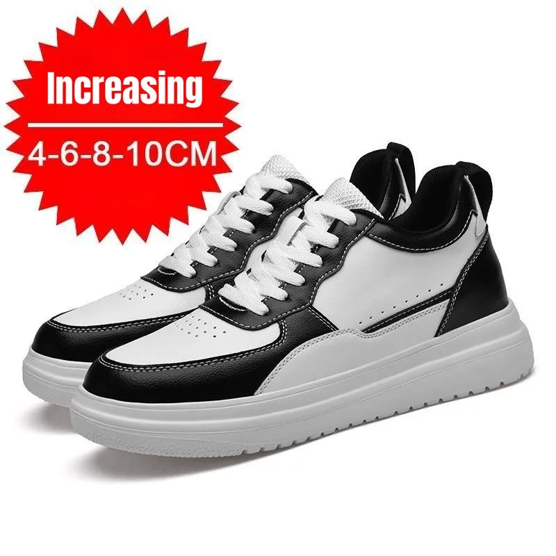 

PDEP 2023 Men's 10cm Increasing Height Leather Casual Sport Shoes New Invisible Inner Elevated White Sneakers Tenis Masculino