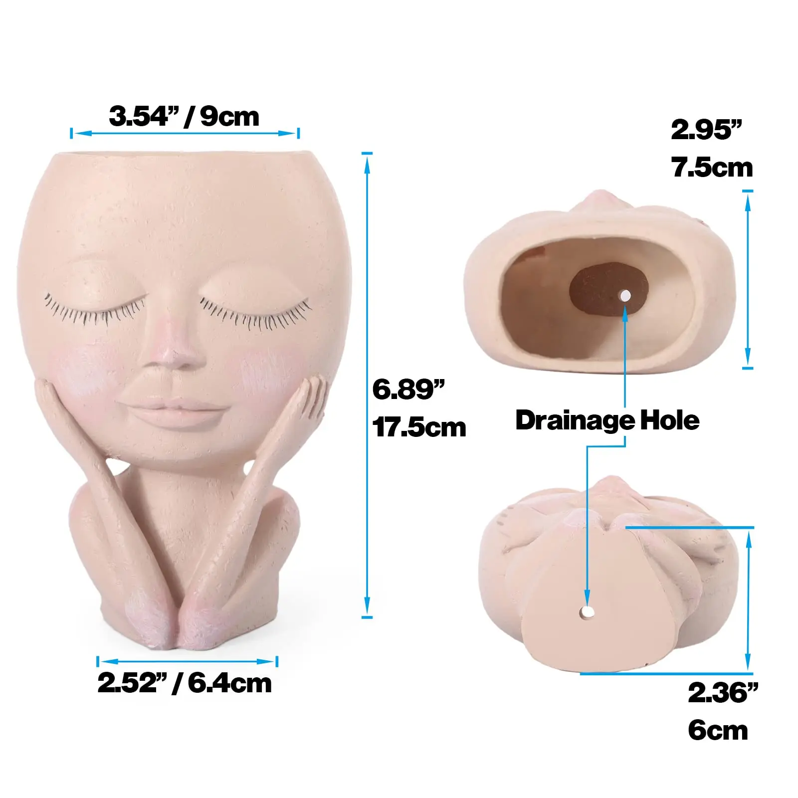 Цветочный горшок для лица цветочный головы фотографический с отверстием слива