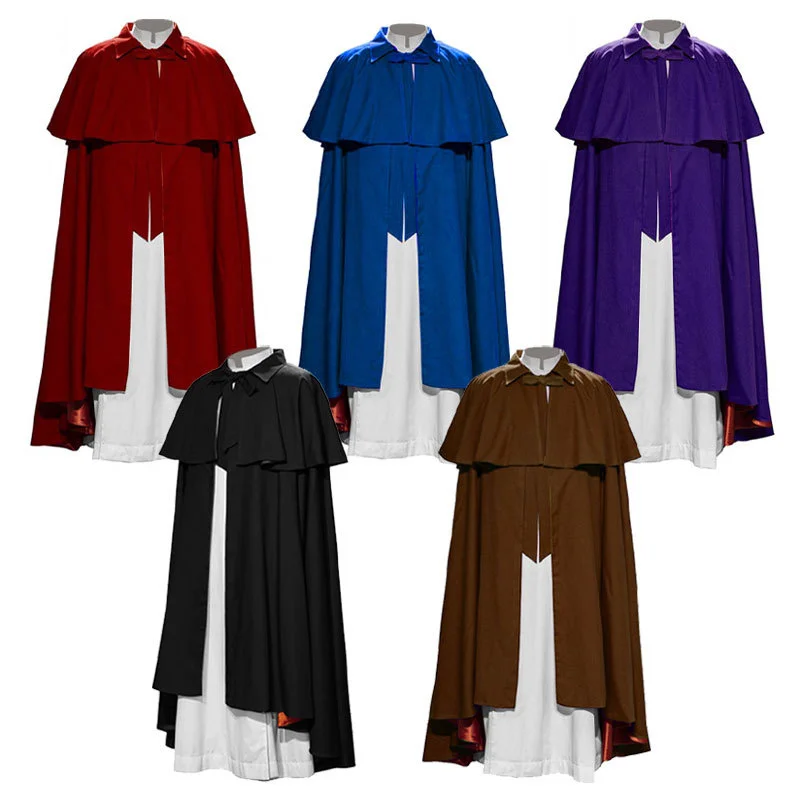 

Макси-плащ средневековой эпохи Возрождения воина короля, лорд, Ретро готический рыцарь, сценический костюм для косплея, Священный Тренч, накидка для мужчин