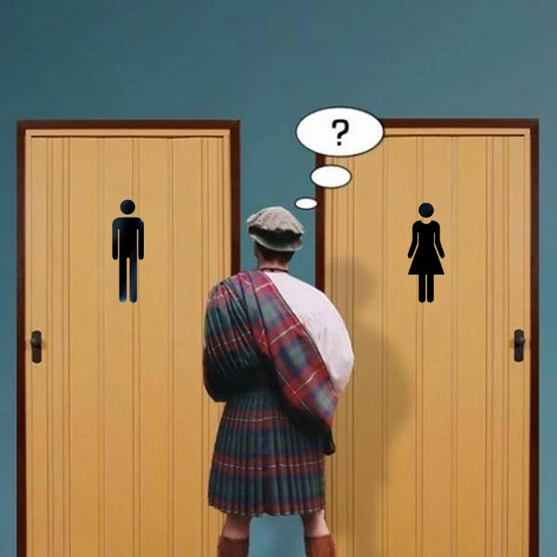 

Men Women Toilet Sign 3D Mirror Washroom Wall Stickers Adhesive Backed Bathroom Door Symbol
