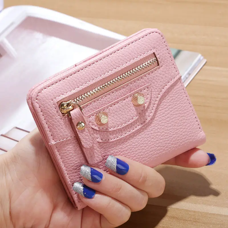 

Fashion Short Women PU Leather Wallets with Note Compartment Card Holder Zipper Pocket Coin Mini Purses High Quality Clutch Bag