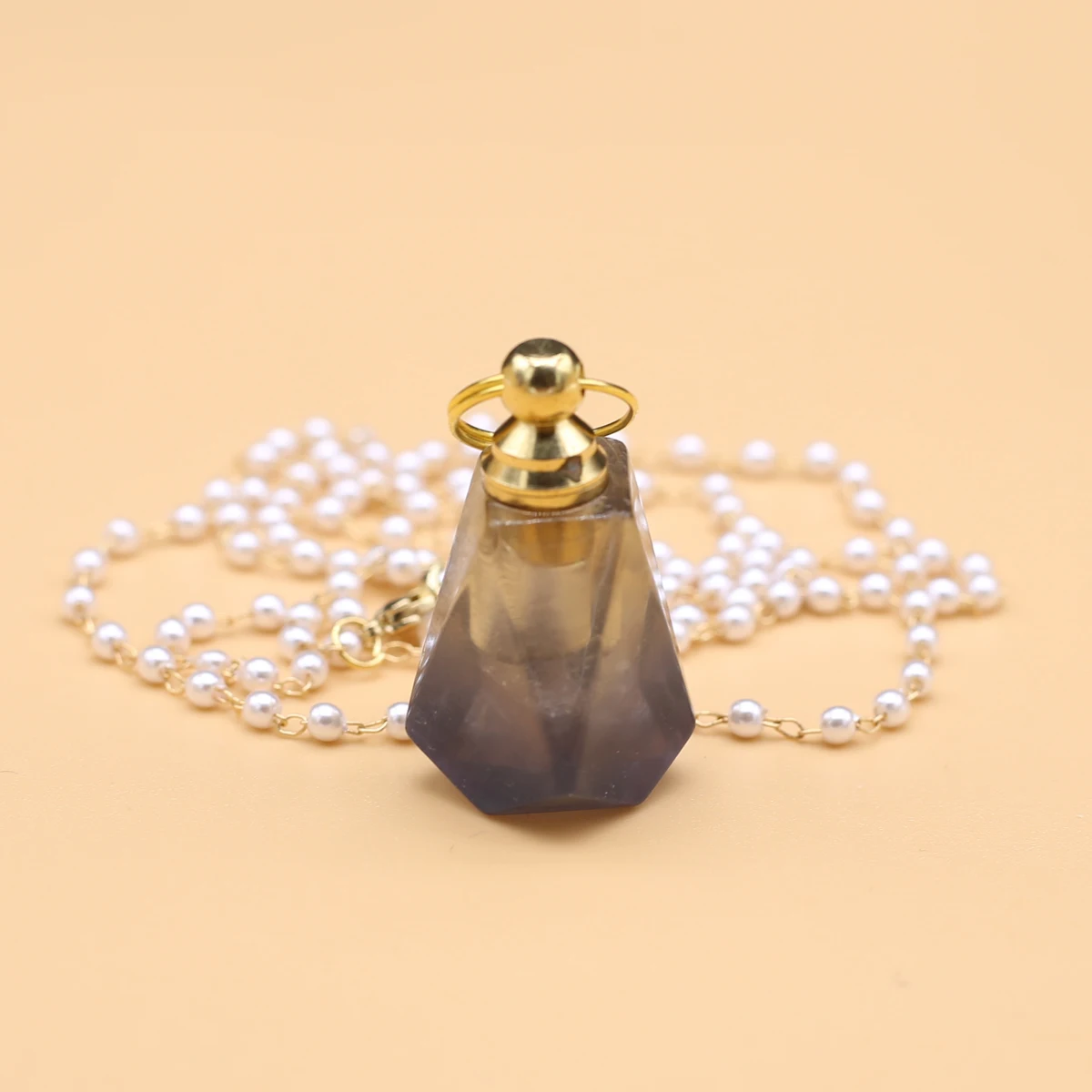 

Natural Stone Mini Perfume Bottle Pendant Necklace Stainless Steel Fluorite for Women Reiki Heal Necklace Jewelry Gifts