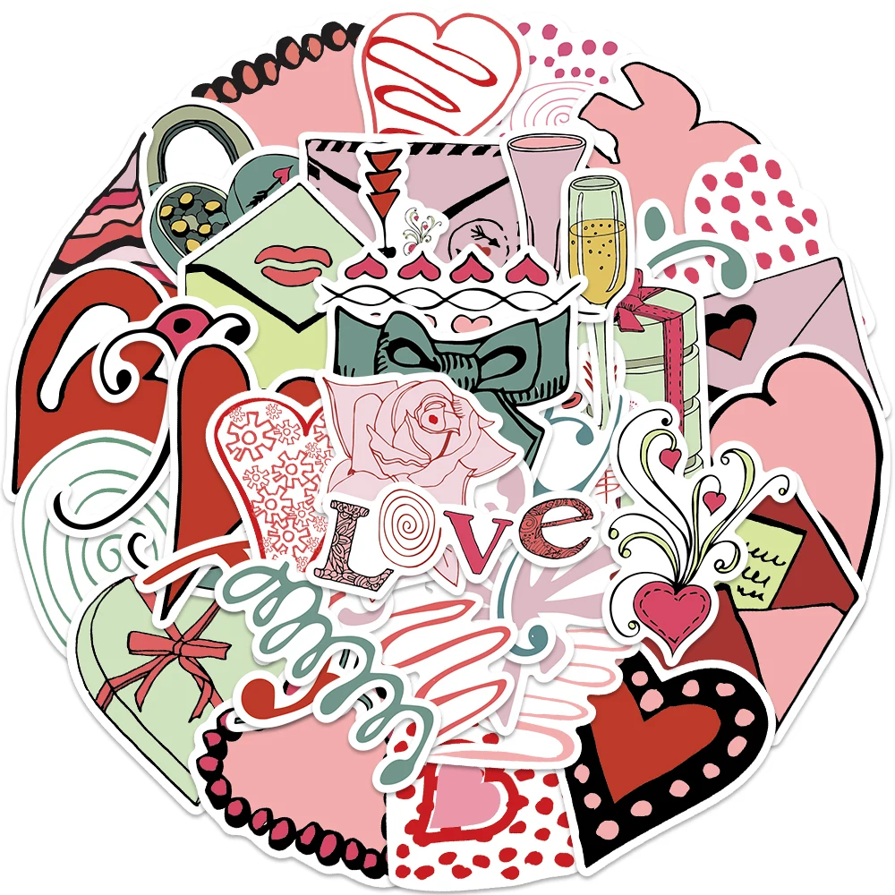 

10/25/41PCS Simple Love Waterproof Sticker DIY Motorcycle Phone Luggage Guitar Fridge Laptop Cool Graffiti Sticker Kid Decal
