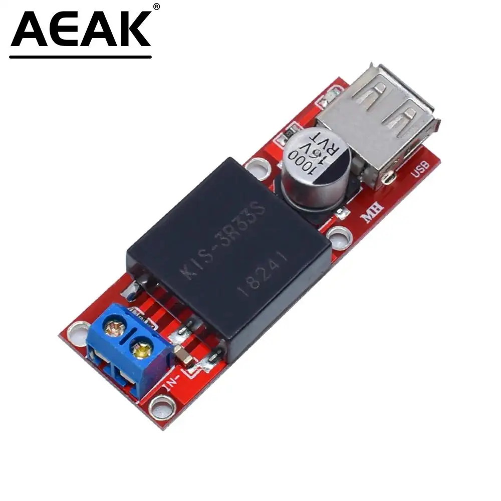 AEAK 5V USB выходной преобразователь постоянного тока 7V-24V до 3A понижающий модуль KIS3R33S