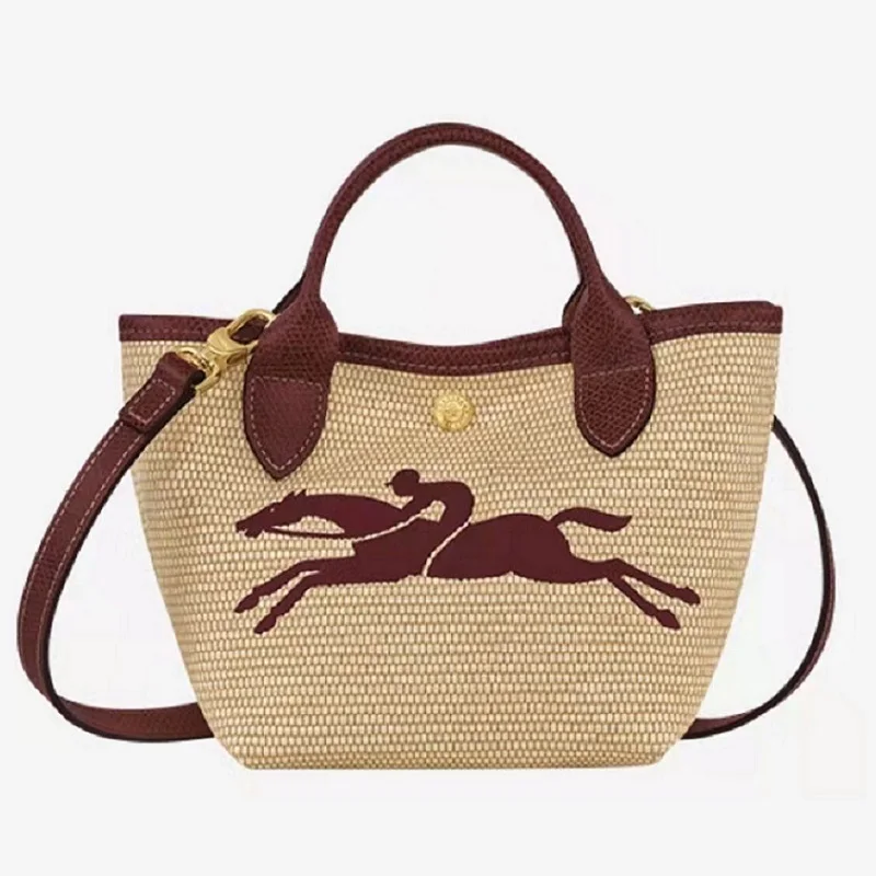 

Новинка 2023, женская сумка через плечо, плетеная травяная ручная Женская мини-сумка, плетеная ручная сумка-ведро, сумка на одно плечо с косыми лямками