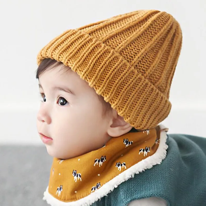 

Winter Baby Hat Beanie Cap Autumn Spring Children Kids Girls Boys Toddlers Crochet Knitted Cloth Newborn Cap Solid