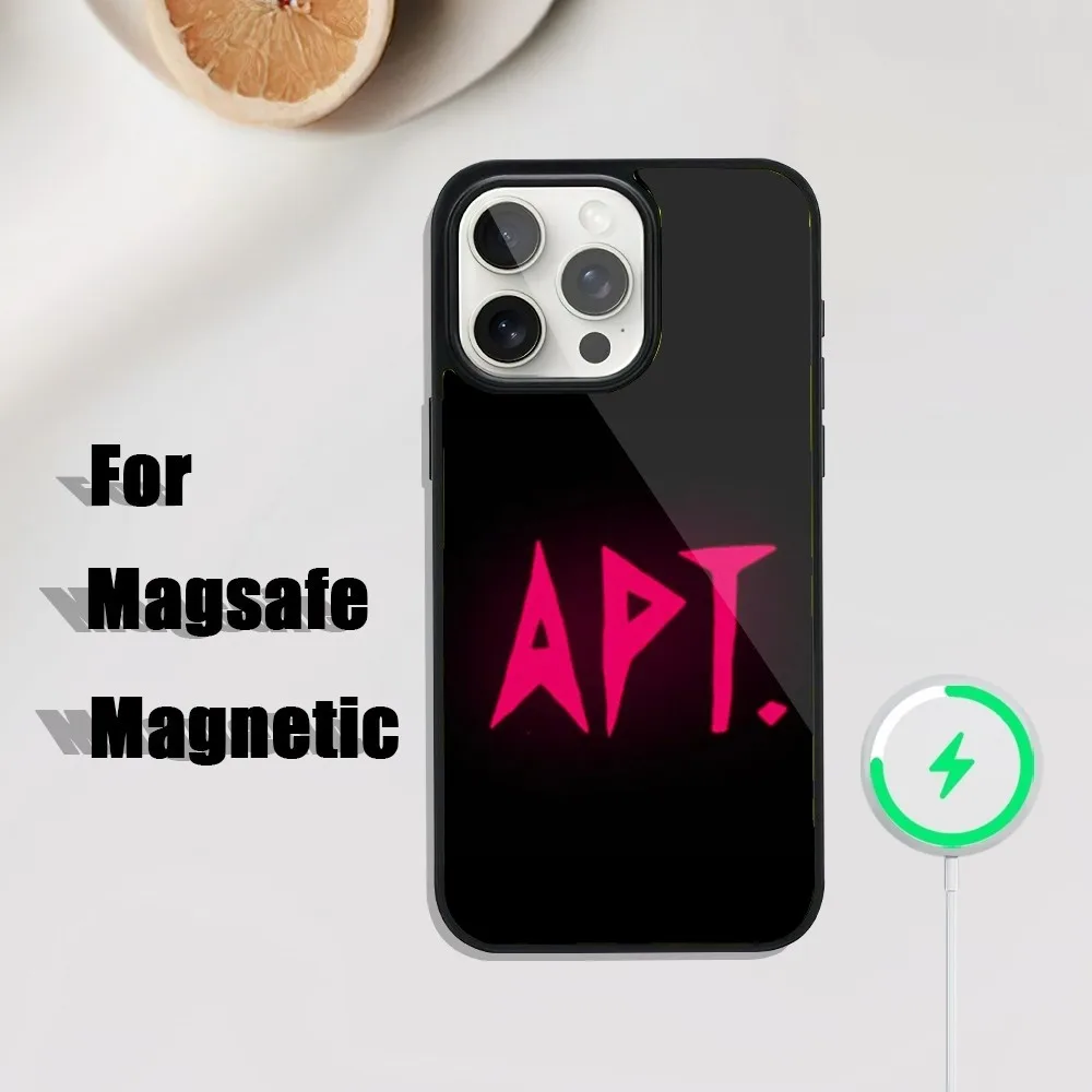 Music Apt Rose Phone Case For iPhone 16 15 14 13 12 11 Plus Pro Max Mini Magsafe Magnetic Wireless Charging