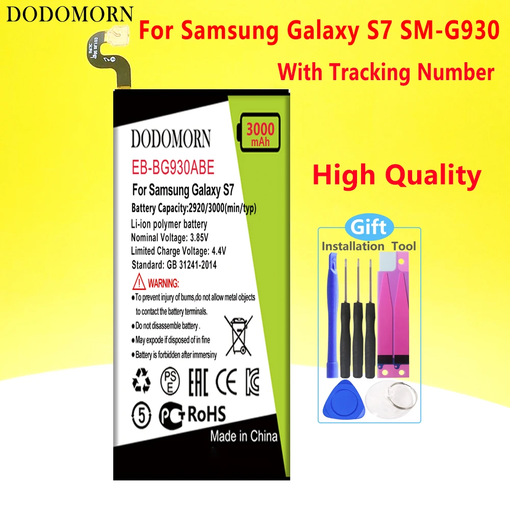 

DODOMORN EB-BG930ABE Battery For Samsung Galaxy S7 SM-G930F G930FD G930 G930A G930V/T G930FD G9300 Phone+Tracking Number