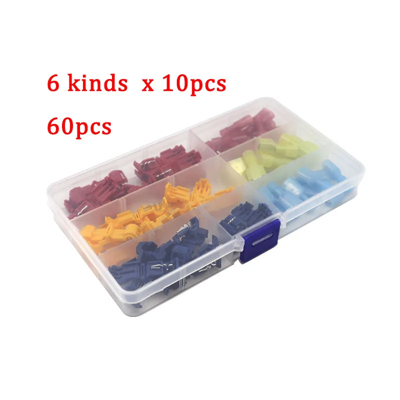 

60pcs T-Tap Wire Dc Connectors Insulated Butt Male Quick Disconnect Spade Self-Stripping Quick Electrical Splice Wire Terminals