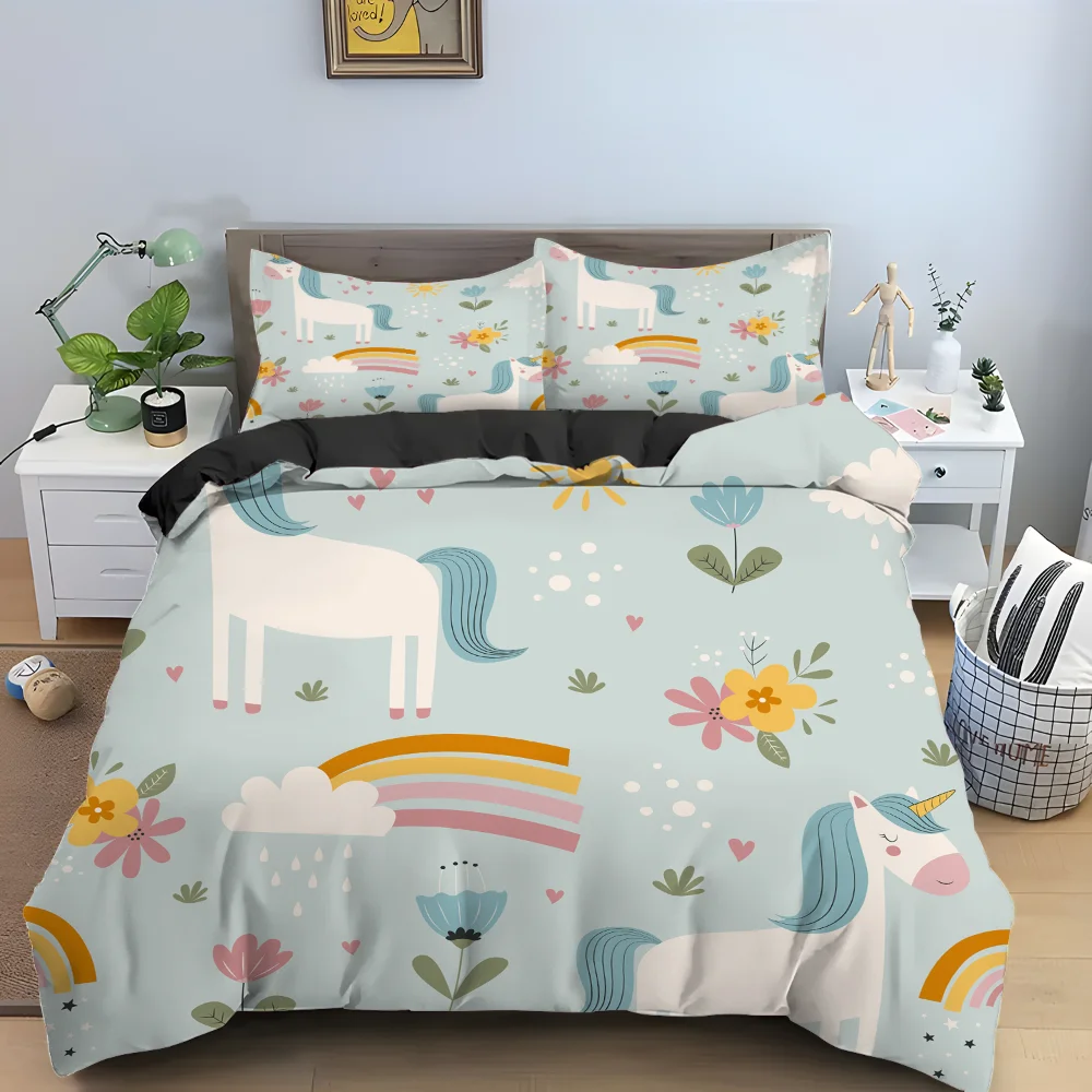 

Cute Little Horned Beast Pattern Multiple Color Duvet Cover Set Bed Pillowcases Multi Size 100% Polyester 3D Print