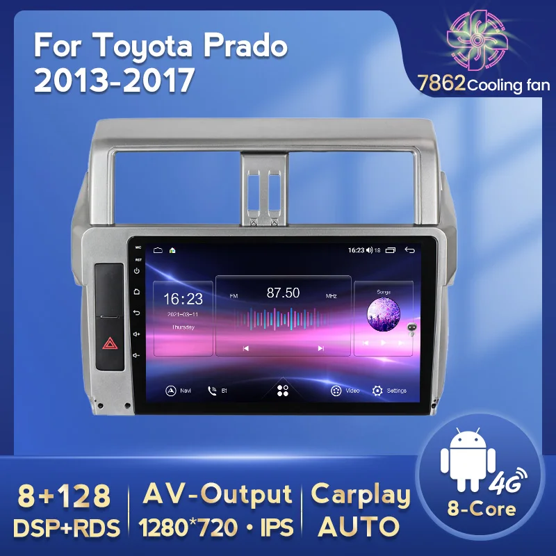 NaviFly для Toyota Land Cruiser Prado 150 2013 - 2017 Android Carplay Авто Радио Видео плеер GPS навигация DSP RDS