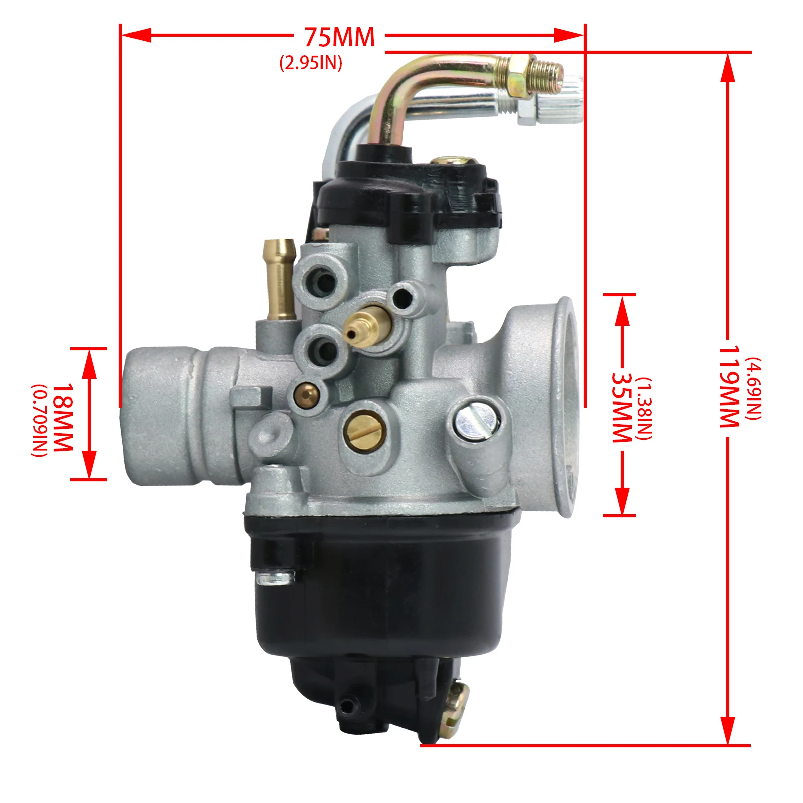 Фото Карбюратор Alconstar Dellorto PHBN 12GS R3069, подходит для 2-тактного квадроцикла 50 куб.см, для APRILIA Amico BENELLI №3
