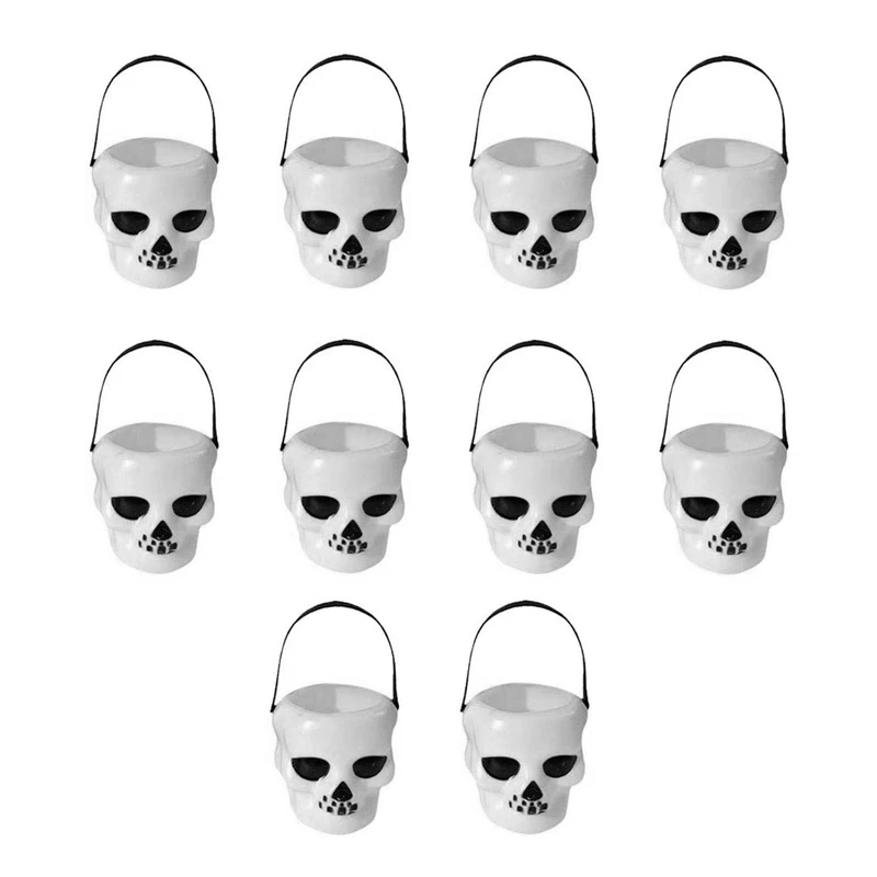Акция! 10 шт. Мини Белый скелет Хэллоуин конфеты Чайник ведро череп головка декор