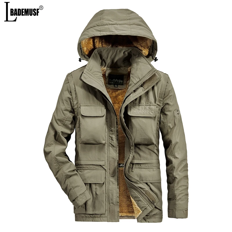 

Men 2022 Autumn Winter New Windproof Warm Casual Jacket Men Outdoor Camping Fishing Coat Men Tactical Multiple Pocket Jacket Men